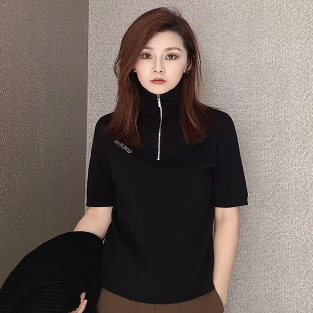 哥家2025春休闲翻领字母拉链polo