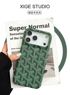 绿色戈雅狗牙Magsafe磁吸适用于苹果17promax手机壳新款iPhone16promax/15promax/14promax/13promax保护套