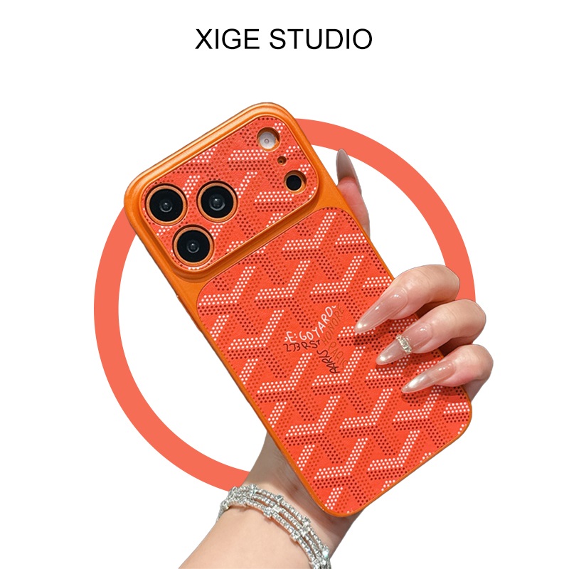 橙色戈雅狗牙纹适用于苹果16promax手机壳新款iPhone17promax/14promax/15promax/13promax全包防摔保护套
