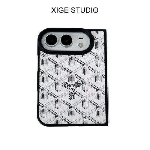 高级感狗牙皮质纹白色适用于苹果折叠屏手机壳新款iPhone18Duo防摔iPhoneDuo保护套情侣男女款