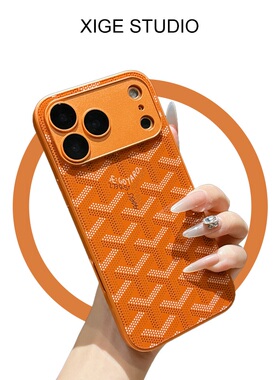 全包自带镜头膜玻璃壳适用苹果17promax手机壳17pro新款iPhone16promax/15promax/14promax潮牌戈雅狗牙橙色