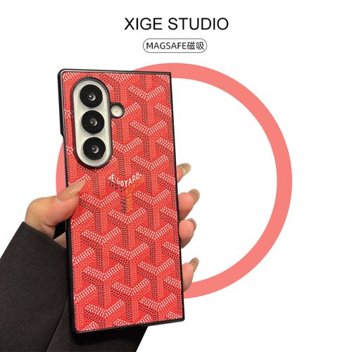 Magsafe磁吸狗牙皮质纹玫红适用三星ZFold8Ultra手机壳高级感ZFold8韩国ZFold7折叠屏ZFold6防摔ZFold5保护套