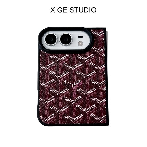 高级感狗牙皮质纹酒红适用于苹果折叠屏手机壳新款iPhone18Duo防摔iPhoneDuo保护套情侣男女款