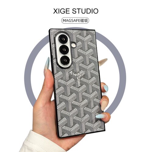 Magsafe磁吸狗牙皮质纹灰色适用三星ZFold8Ultra手机壳高级感ZFold8韩国ZFold7折叠屏ZFold6防摔ZFold5保护套