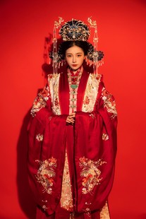 汉服婚服出租十三余小豆蔻儿鸾凤和鸣明制女款民族风中式新娘服