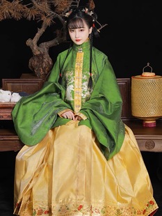 汉服出租裳宫语福守金桂明制汉服女织金竖领对襟袄秋冬写真