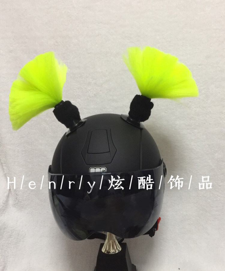 成人儿童魔托车机车电动车平衡车轮滑头盔装饰品冲天小辫子马尾