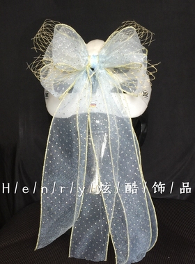 成人儿童头盔装饰品平衡车轮滑雪电动摩托车蝴蝶结网纱飘带小仙女