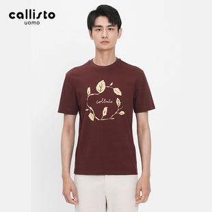 callisto卡利斯特男装新款男士夏季t恤短袖纯棉休闲商务SRTSS099Y