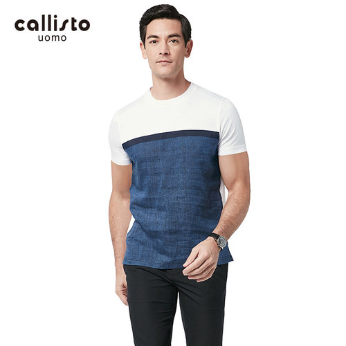 callisto拼接撞色圆领短袖t恤