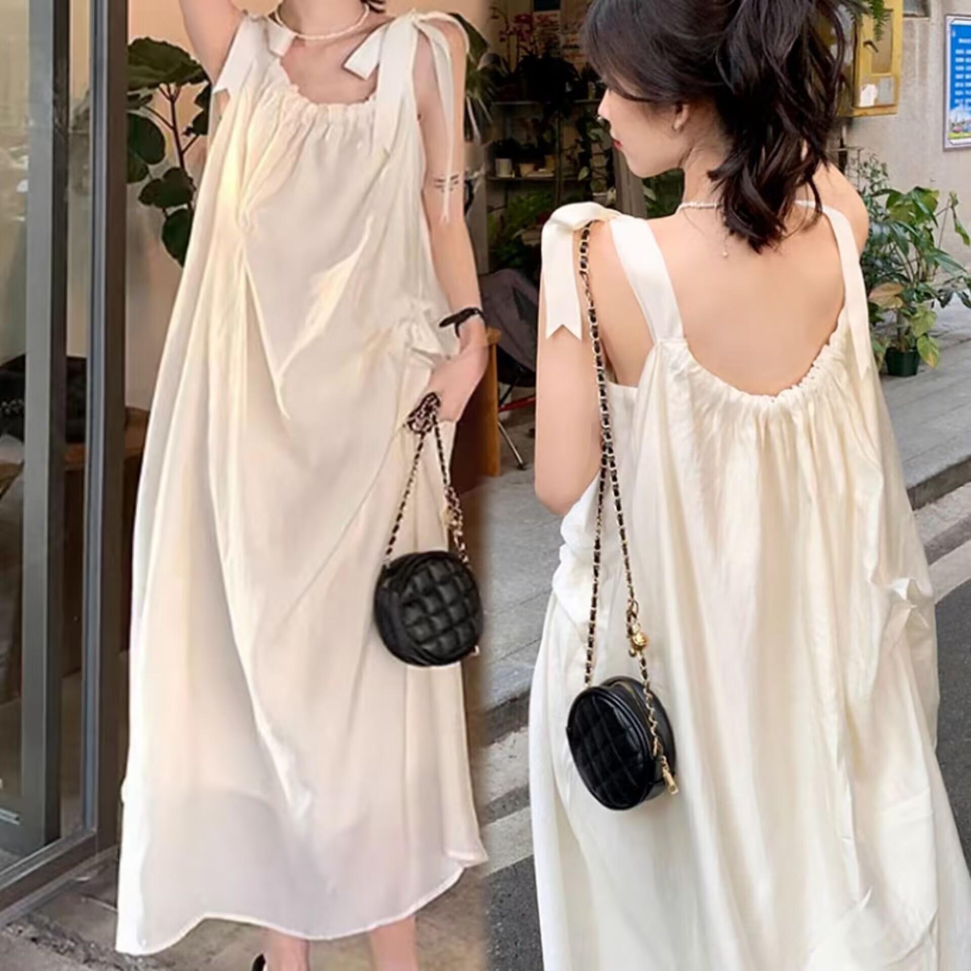 雪纺法式初恋无袖吊带连衣裙子女夏季新款海边度假高级感沙滩长裙