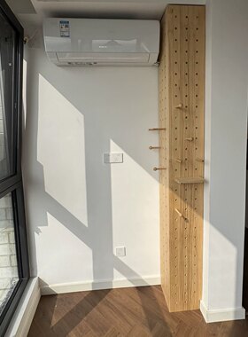 阳台管道遮丑纯实木洞洞板收纳置物架空调下水管装饰挡板美化遮挡