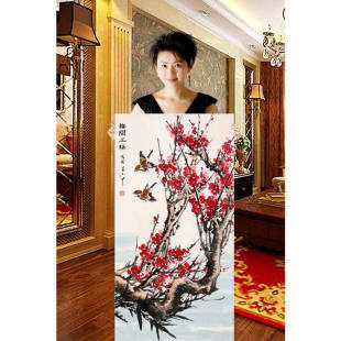 手绘高精1:1临摹王小丫国画花鸟画手绘名人字画挂画领导书法题字