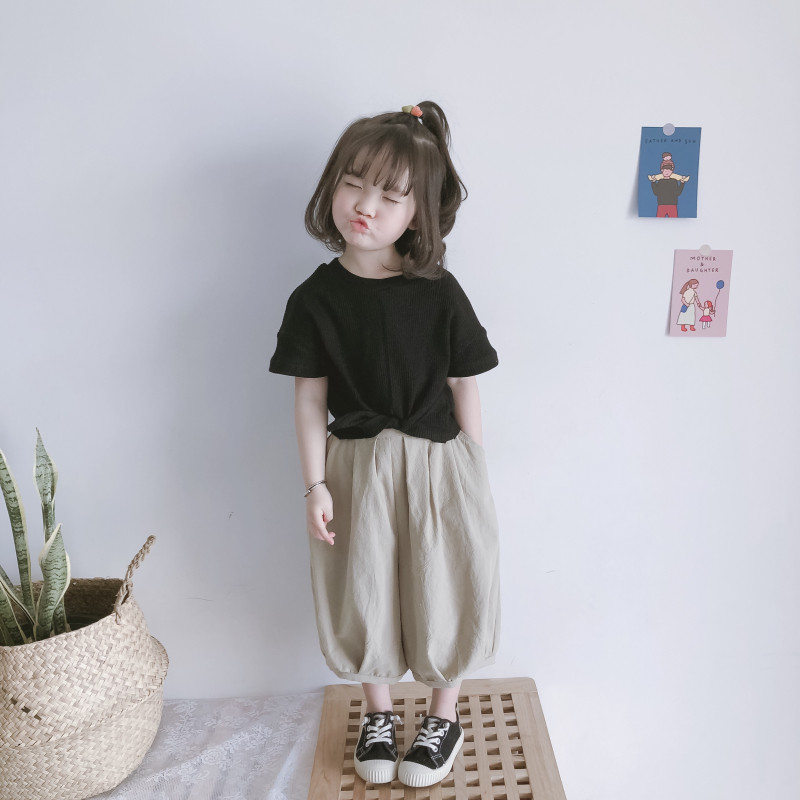 2026夏季女童防蚊裤套装韩版纯棉短袖宝宝可爱超萌宽松洋气两件套