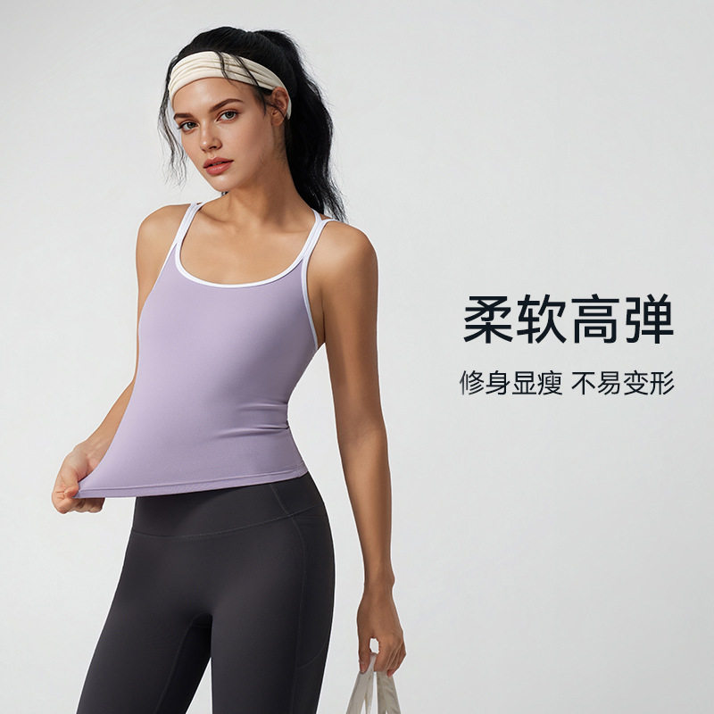 运动背心女士26新款带胸垫复古美背瑜伽健身上衣外穿跑步吊带背心