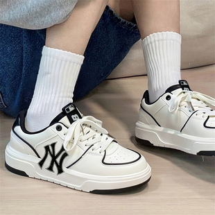 MLB男鞋女鞋2026春季新款NY运动鞋低帮小白鞋厚底鞋子板鞋休闲鞋