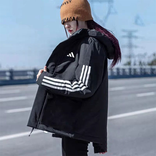 阿迪达斯官方正品棉服女装2025新款运动服女士连帽保暖外套JY8303