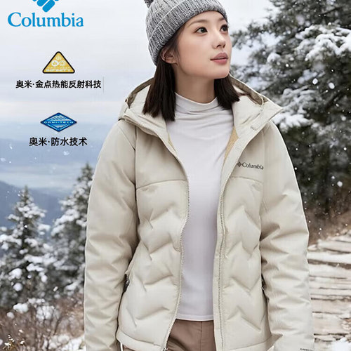 哥伦比亚羽绒服女25冬季新款户外休闲防水650蓬钛金鸭绒保暖外套