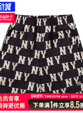 MLB官方老花系列梭织短裤男新款运动裤女士宽松透气裤子3ASMM0133