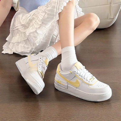 耐克nike女鞋空军一号AF1官方正品低帮休闲运动鞋柔黄马卡龙板鞋