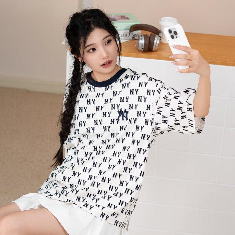 MLB纽约洋基短袖男装女装26夏季新款复古老花上衣情侣运动休闲T恤