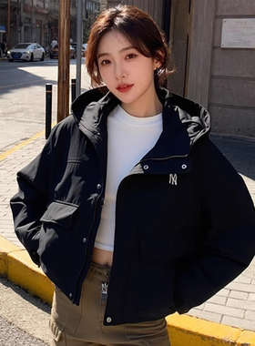 MLB官方NY黑色防风衣女2026春季新款运动服梭织夹克外套3FWJB0161