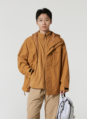 添柏岚连帽三合一外套男装25冬季登山服抓绒内胆宽松夹克A6NG5P47