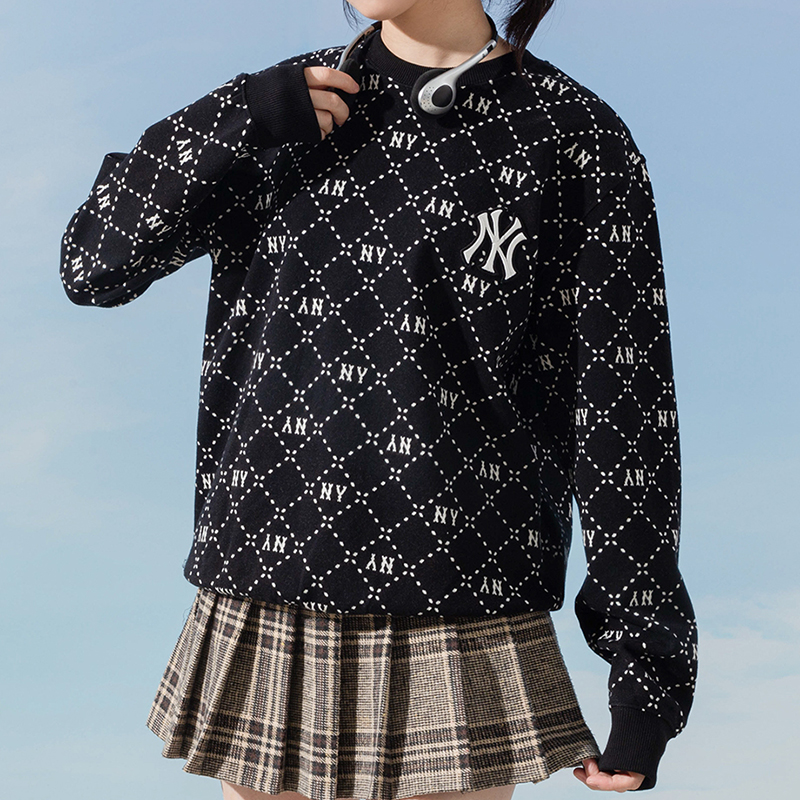 MLB官方正品圆领卫衣男女同款25新款复古老花运动服情侣装套头衫