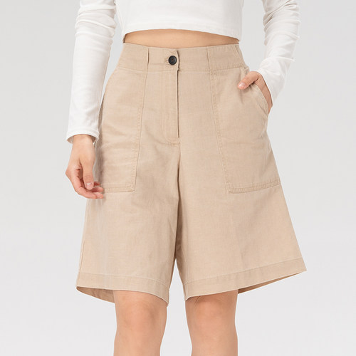 Timberland添柏岚女裤夏季户外短裤透气休闲宽松亚麻五分裤A67QQ