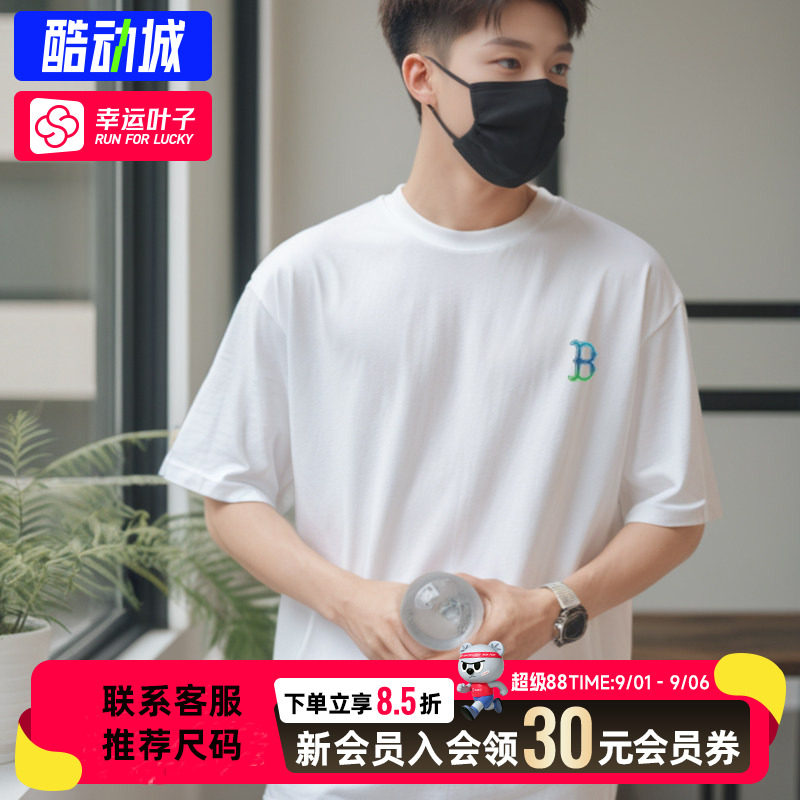 幸运叶子|MLB白色短袖男女装2026秋季休闲运动服情侣宽松透气T恤图片