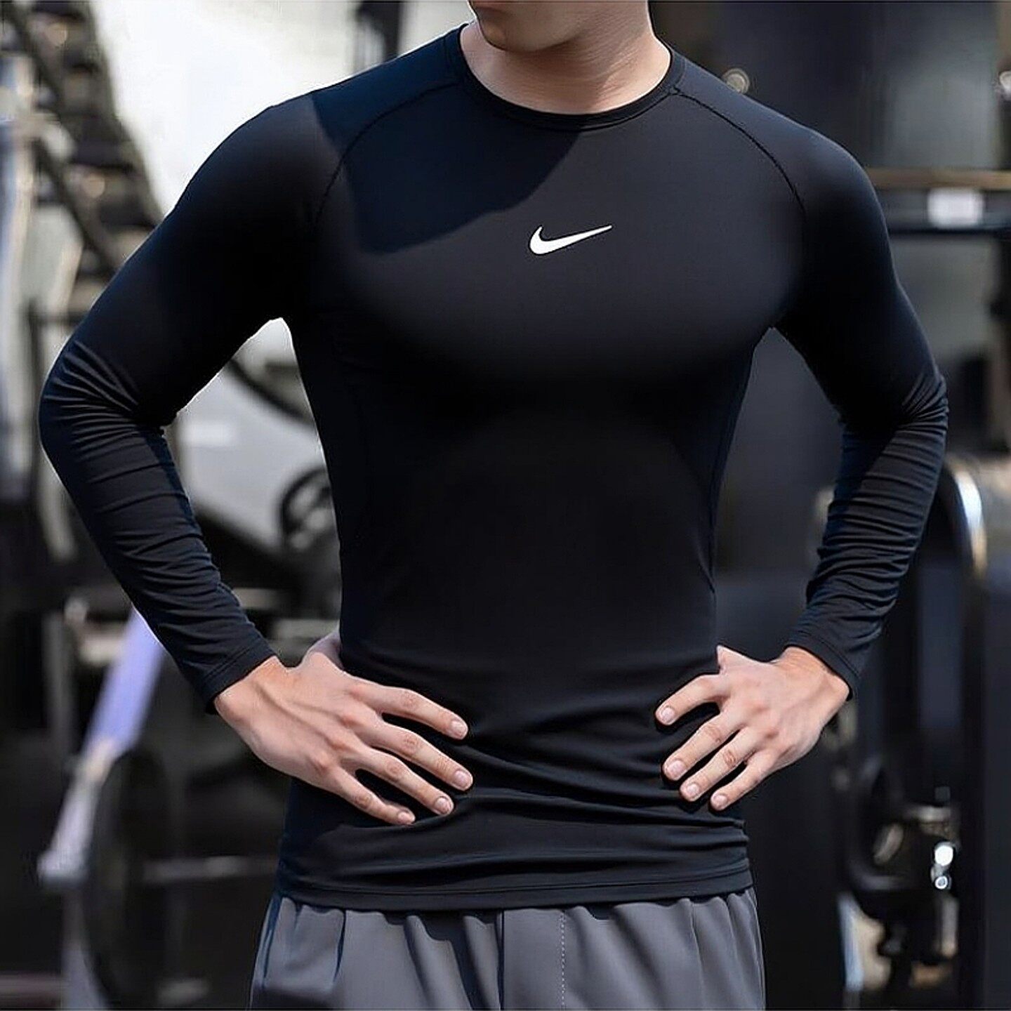 耐克紧身衣男装26春季新款跑步透气快干弹力运动服健身衣长袖T恤