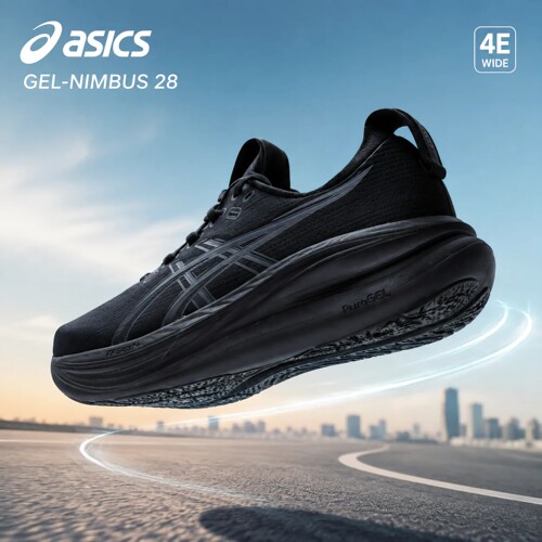 ASICS亚瑟士官方正品2E宽楦运动鞋NIMBUS 28男鞋跑鞋1011C145