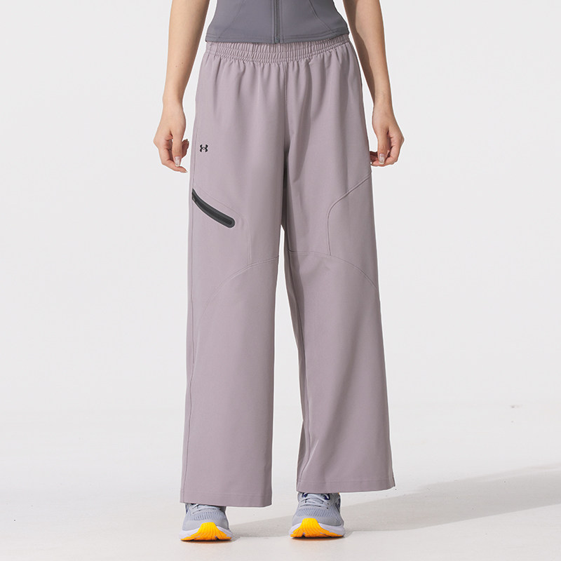 安德玛裤子女裤新款春季运动裤健身训练跑步锻炼直筒透气梭织长裤