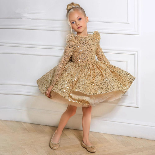 Golden Princess Dress 2025 New Pengpeng Dress  Children's dr