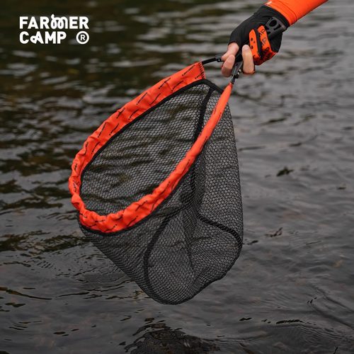 Farmer Camp折叠路亚抄网 短柄便携收纳溪流微物钓鱼迷你硅胶网眼