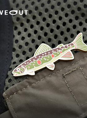 LIVEOUT鱼徽章 原创设计秦岭细鳞鲑金属徽章复古文艺小物钓装饰品