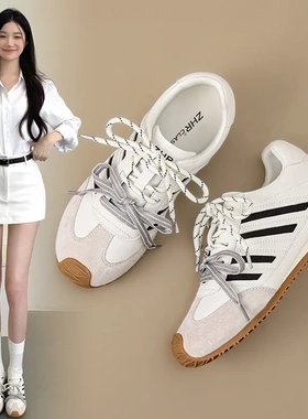 紫色德训鞋女2025秋季新品内增高阿甘鞋软底休闲鞋女泉州