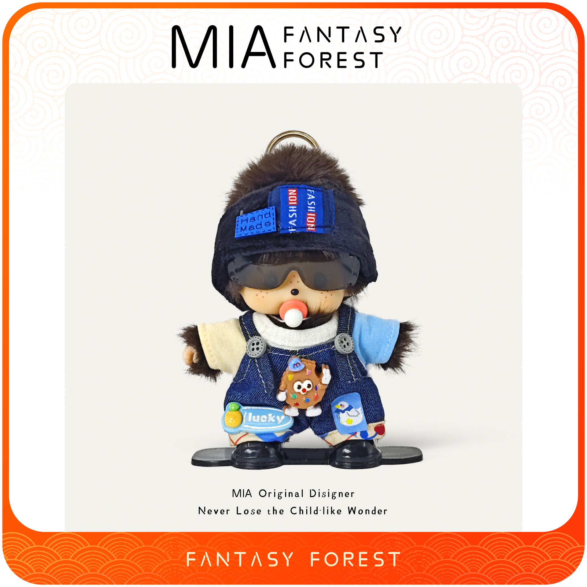 正版蒙奇奇创意滑雪毛绒公仔挂件小玩偶摆件钥匙扣情人节生日礼物