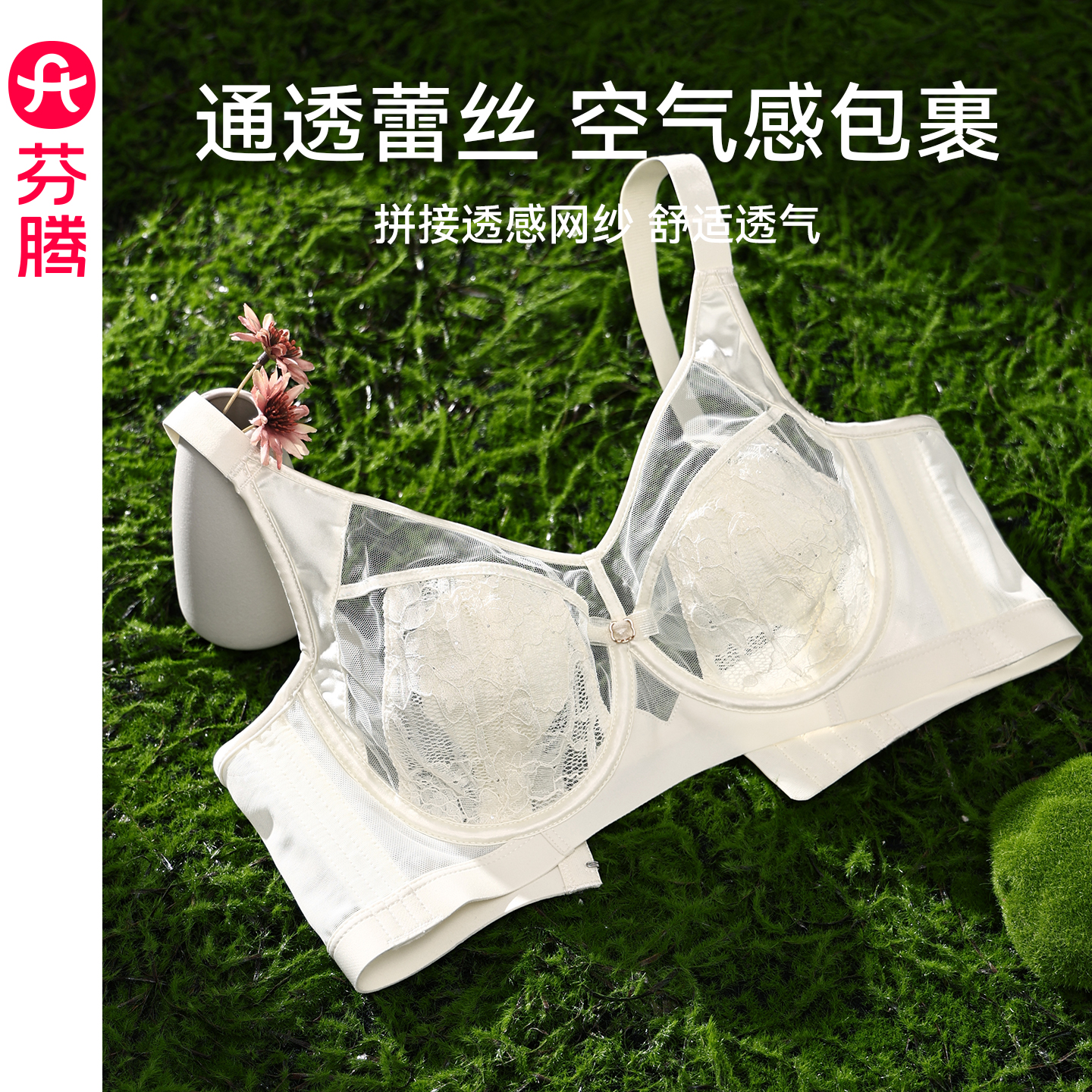 芬腾大胸显小性感蕾丝聚拢文胸
