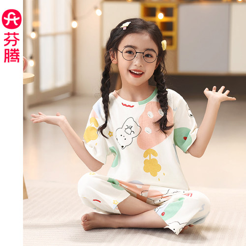 女童纯棉睡衣芬腾夏季