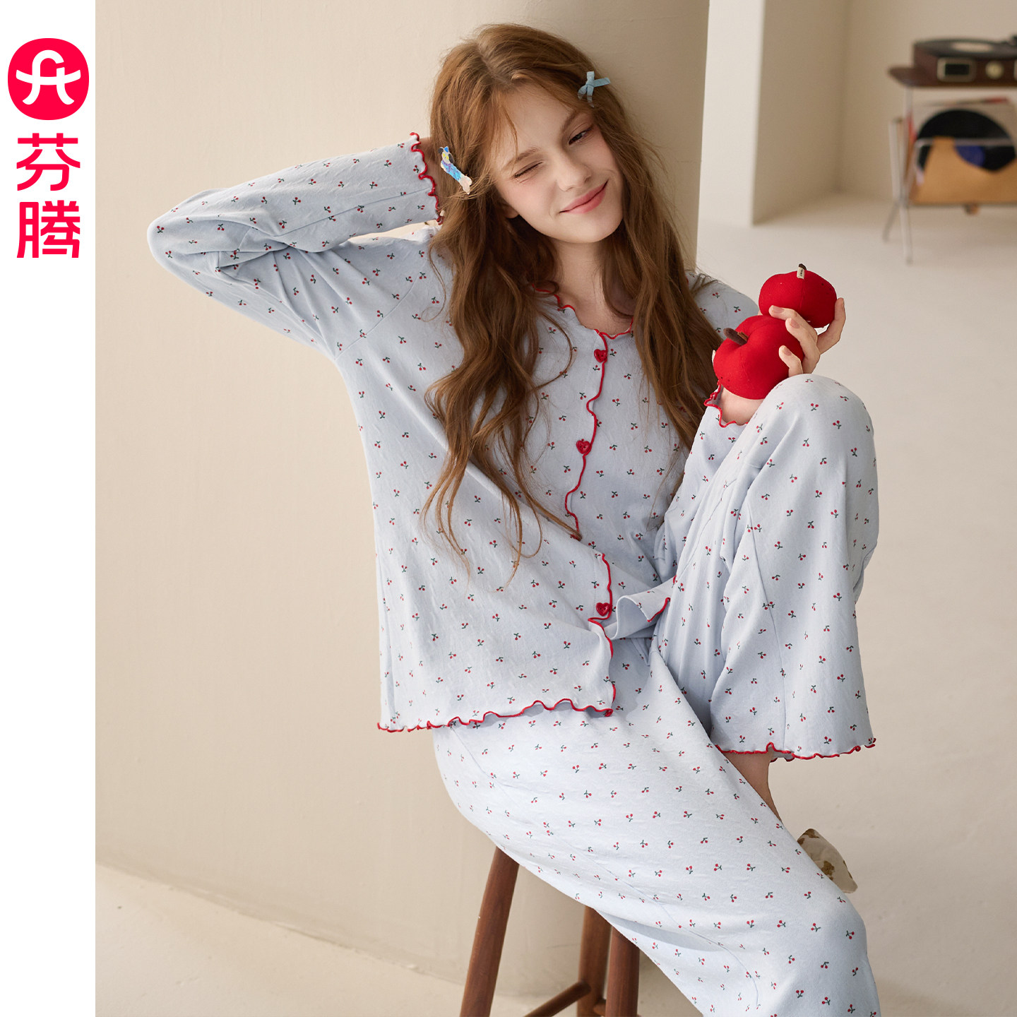 芬腾女士纯棉长袖套头家居服图片