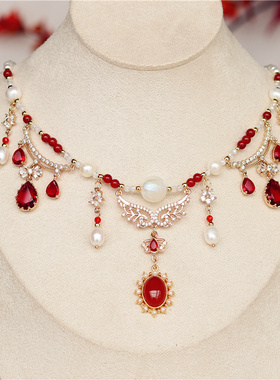 南簪录原创古风流苏项链天然珍珠锆石软璎珞国风汉服配饰Lolita唐