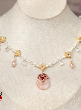 南簪录古风四叶草珍珠项链日常中式流苏软璎珞唐汉服配饰高级感宋