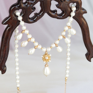 南簪录手工古典国风李静训蜻蜓眼软璎珞唐风坦领项链旗袍汉服配饰