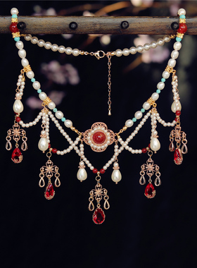 南簪录原创复古风汉服异域项链轻奢新中式新娘多层流苏国风璎珞唐