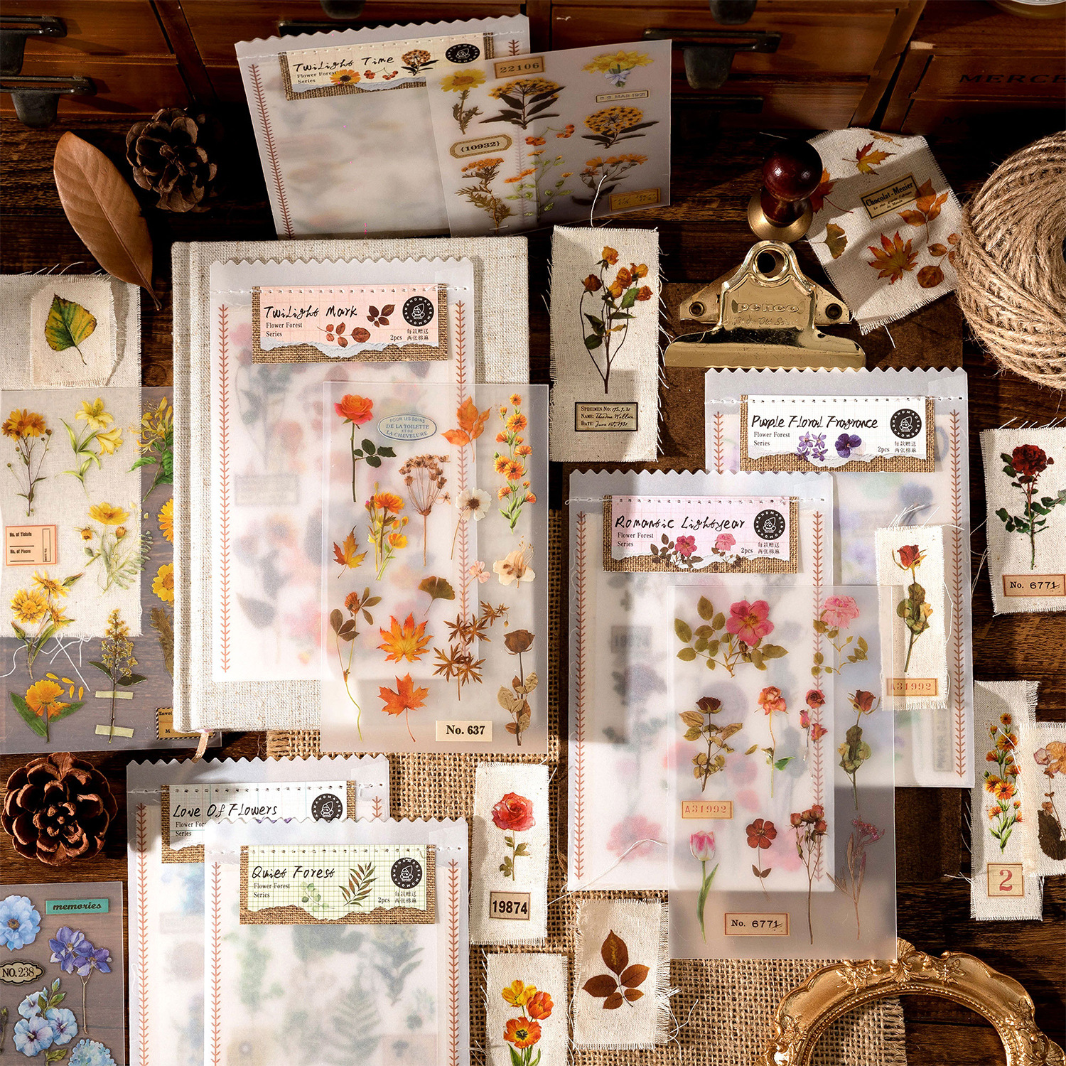 植物棉麻印花贴纸材料包