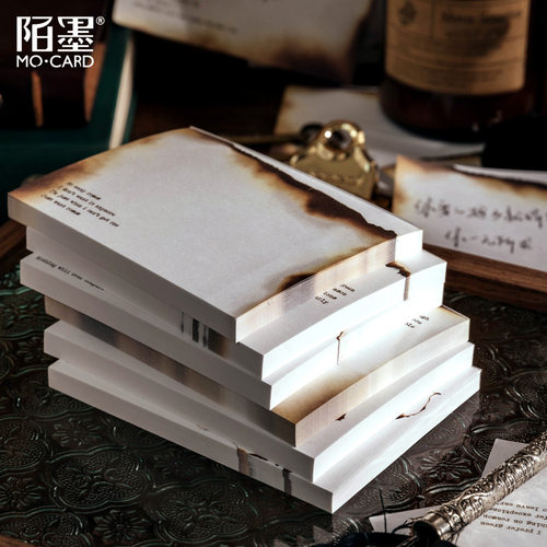 陌墨 旧时余烬创意烧毁便签本 无粘性留言记事手帐拼贴打底素材纸