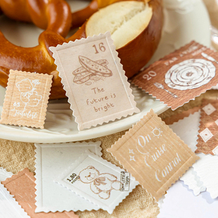 饰素材贴画 文艺轻复古手帐日记装 凸版 浮雕特种纸邮票主题贴纸包