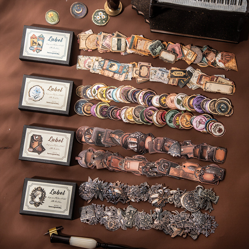 复古盒装标签贴纸 仿真火漆图案泛黄票据手帐日记装饰小贴画,文具电教/文化用品/商务用品,贴纸/立体贴纸,淘宝优惠券,粉丝福利购,淘宝优惠卷