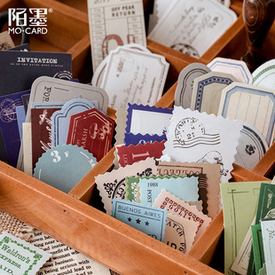 陌墨可书写贴纸包 邮票便笺集复古标签框DIY手账装饰分类标记贴画